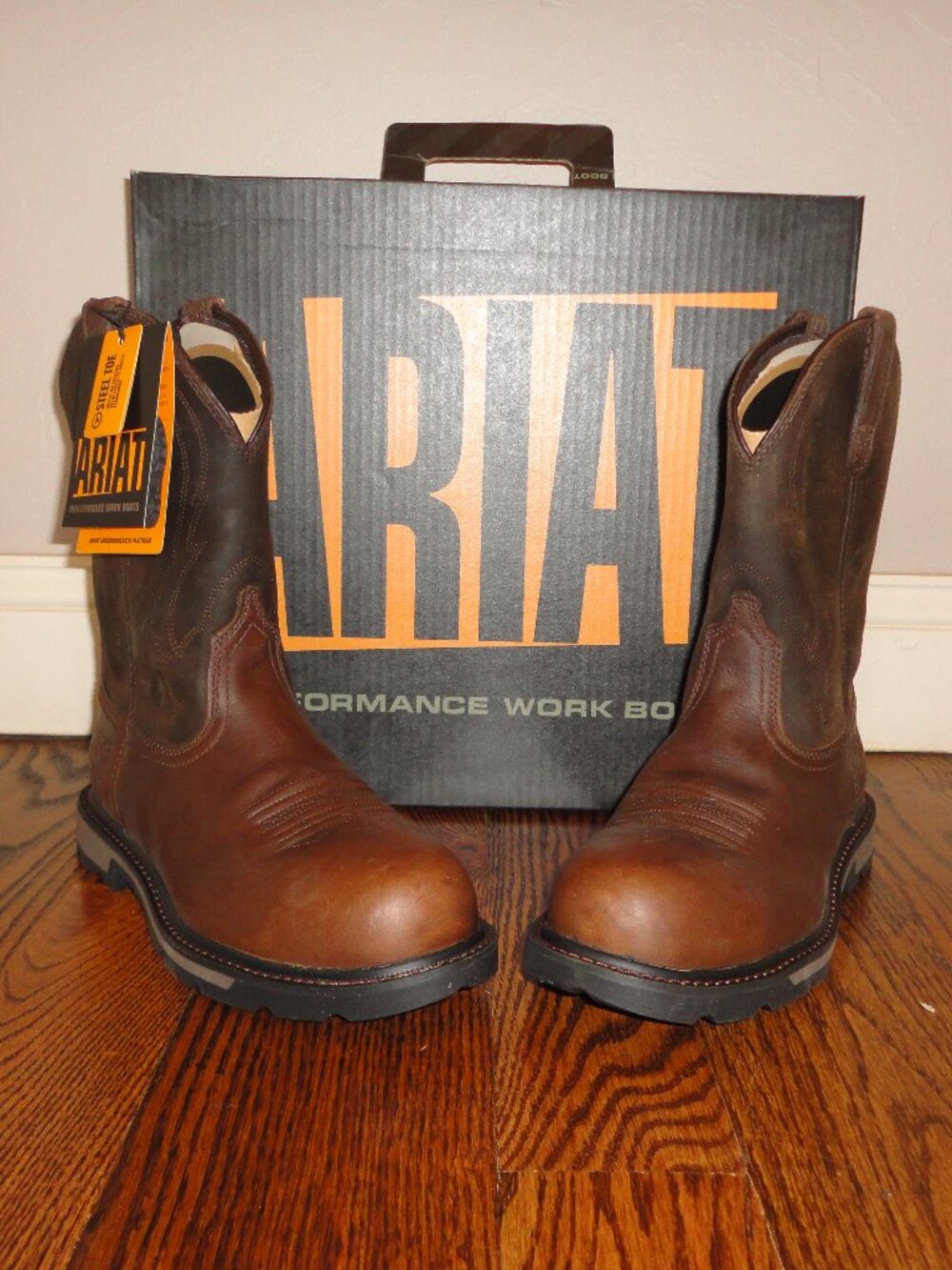 ARIAT Groundbreaker Pull On Men's Brown Leather Steel Toe Boots NIB! Size 9
